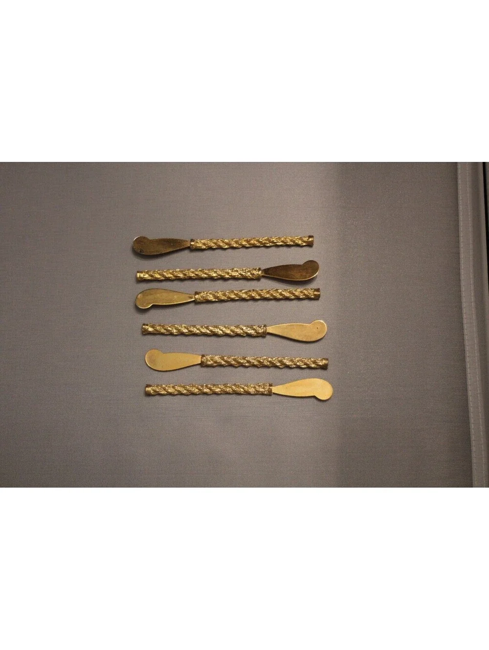 Vintage Brass Rope Twist Handle Appetizer Butter Spreaders Set of 6